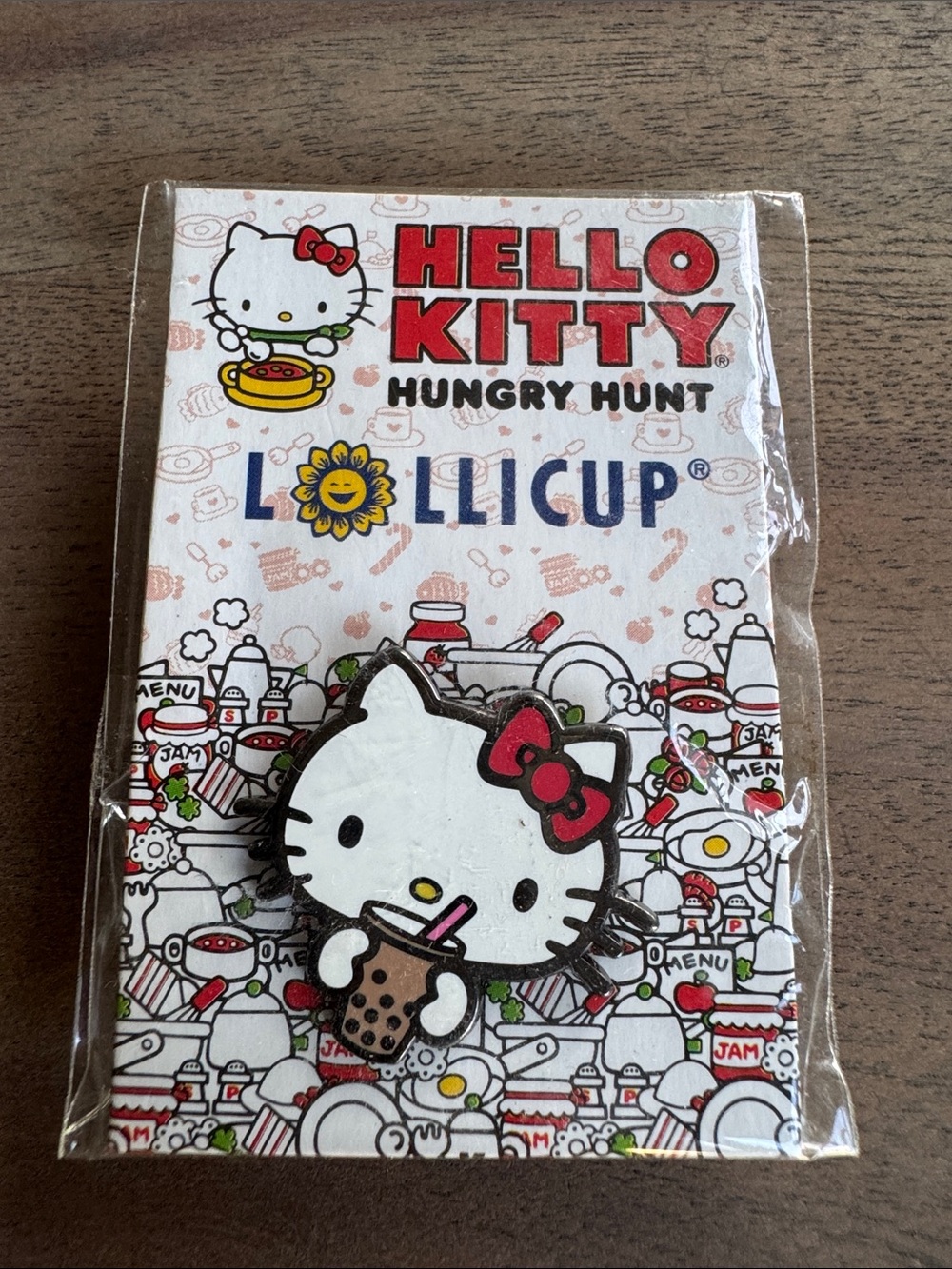 Hello Kitty Pink & White Bubble Tea Pin - Lollicup Limited Edition LA 2014